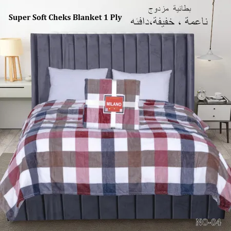 Milanobedlinen Blanket Velvet Single Ply - Soft Check